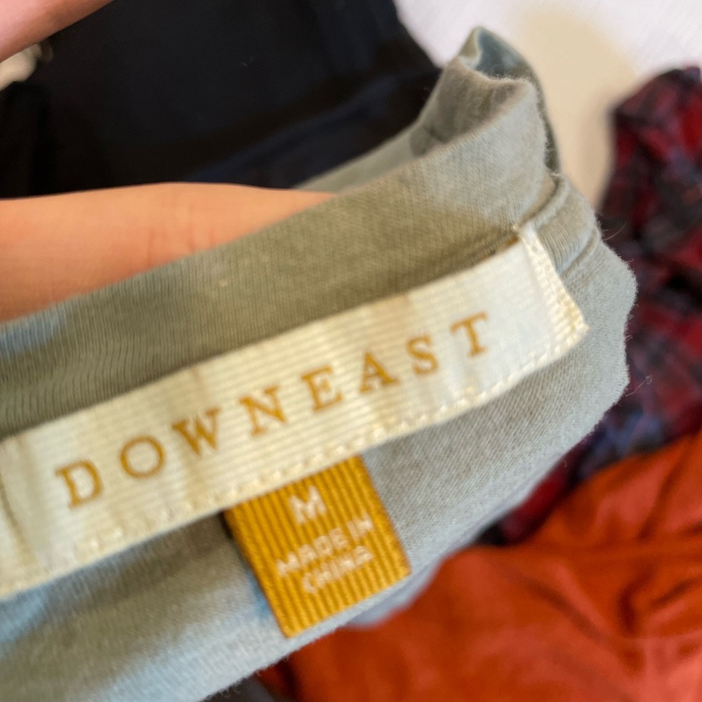 Medium olive green Downeast puff sleeve shirt